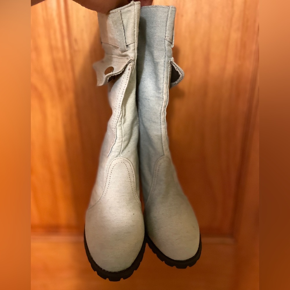 Vintage jean boots with side pockets